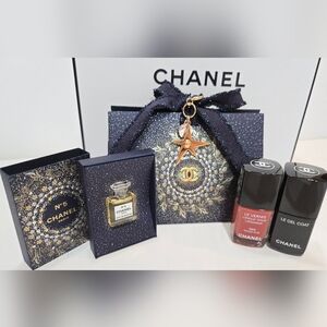 CHANEL Holiday 2025 No5 EDP  Miniature 1.5ML+969 ROUGE CUIR Nail Polish+GEL COAT